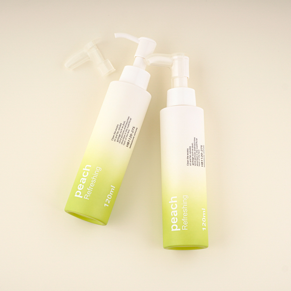 新品120ml渐变化妆品乳液瓶 petg塑料瓶按压卸妆油瓶子 包材批发