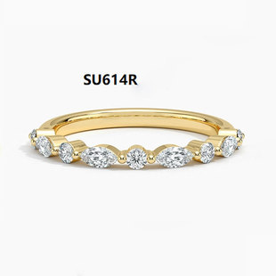 S925 Sterling Silver Inlaid Cultivation Diamond Ring Women's European and American New Horse Eye Spelling Round Diamond Ring Small Row Ring Fashion Index Finger Ring