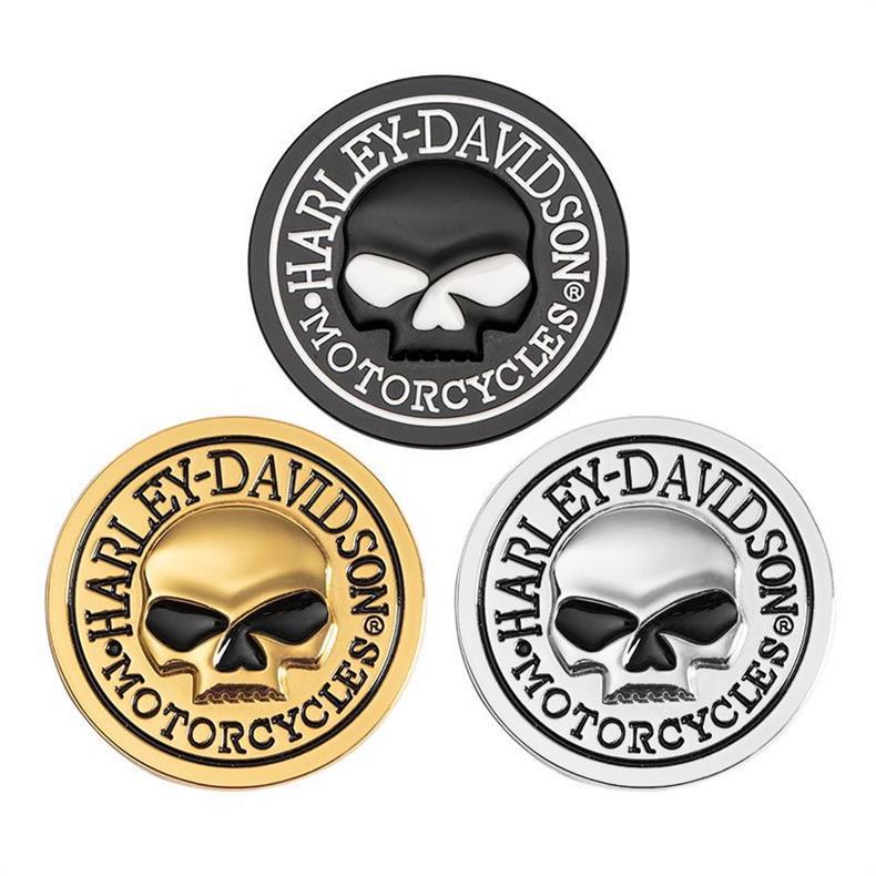 Metal skull round skull motorcycle emblem Harley skull motorcycle sticker motorcycle fuel tank cap sticker front emblem side emblem tail emblem
