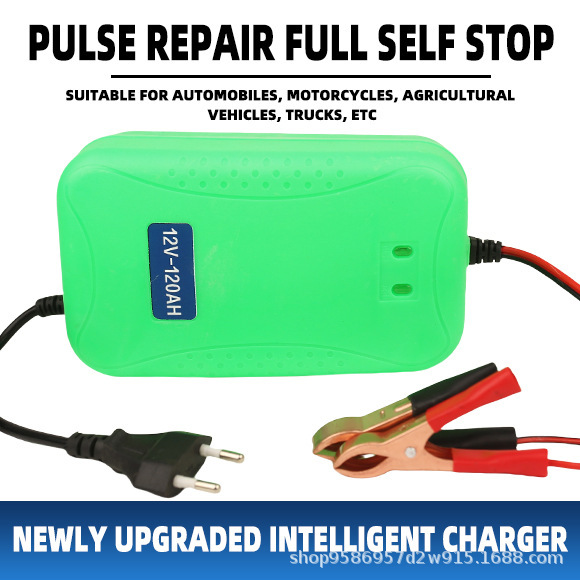 Car Battery Charger 12V6A Motorcycle Battery Suitable for 28Ah-120Ah Batteries Smart Fast Charging