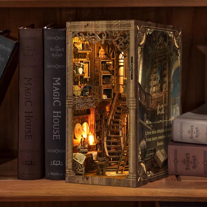 クロスボーダーブックスタンド diy 古書コレクションルーム 3d 立体組み立て建築モデル大人の減圧デスクトップ装飾品|undefined