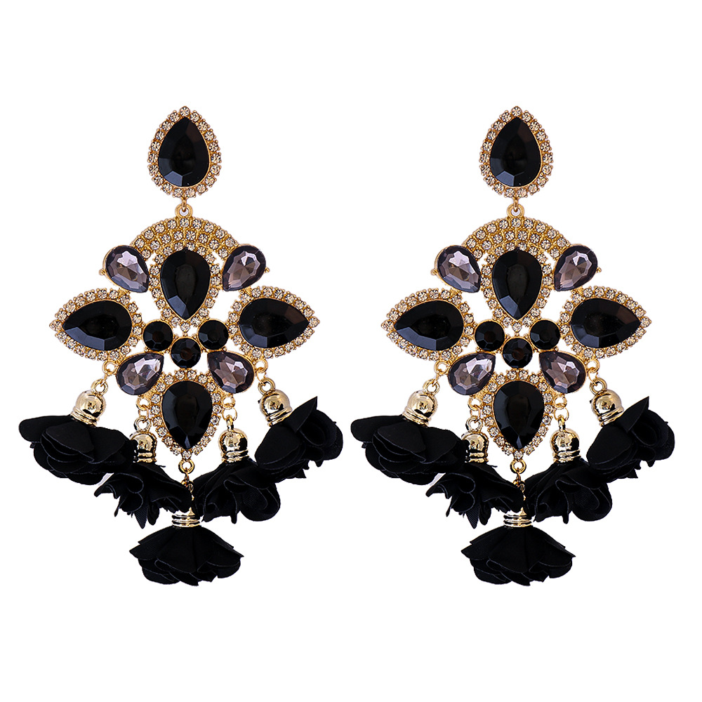 New Bohemian Color Diamond Flower Female Earrings Personality Accessories Wholesale display picture 32