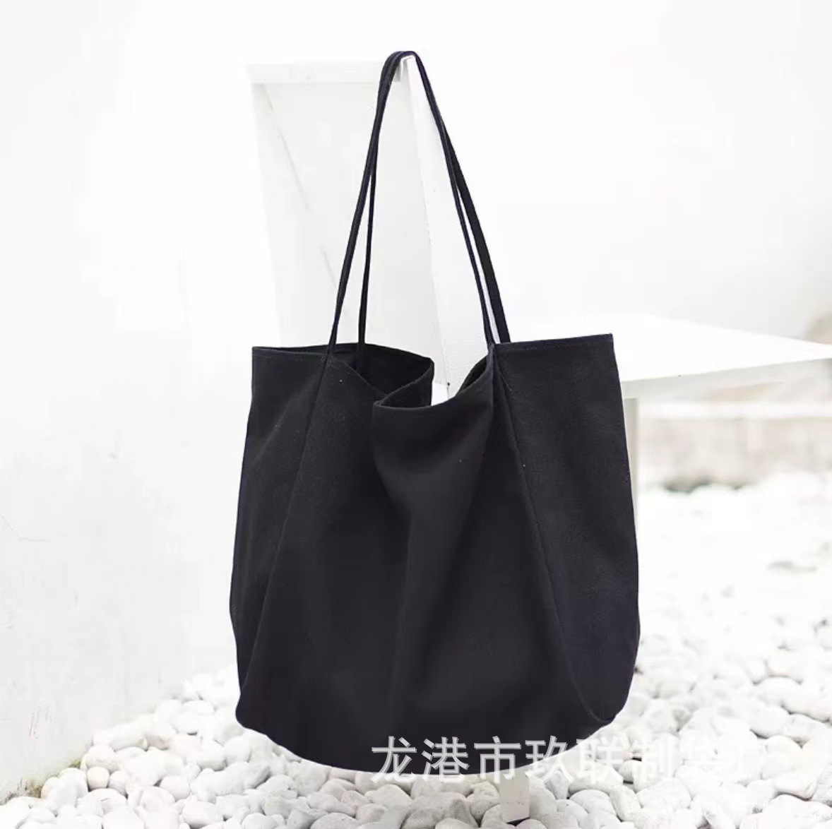 手提帆布袋纯色帆布包单肩文艺帆布包大容量手提时尚环保袋可印图