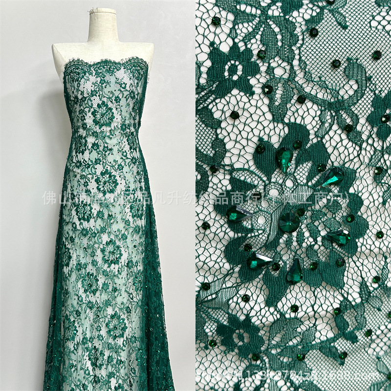 Moda clásica europea y americana vestido de boda vestido de moda cena tela de encaje de lujo alta fijación tela de perforación caliente image 1