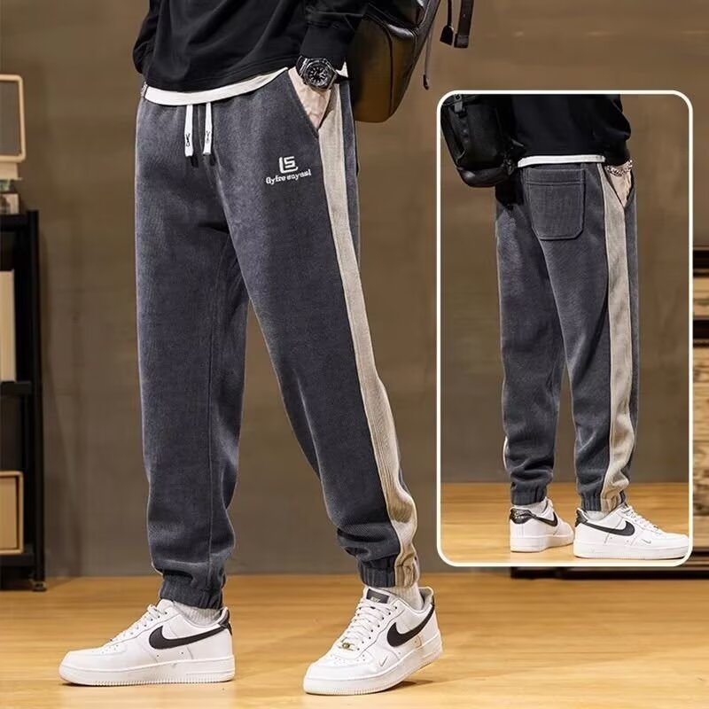 Camisas menos ropa de otoño y invierno para hombres pantalones largos sueltos con terciopelo grueso calentamiento pantalones deportivos sueltos ociosos