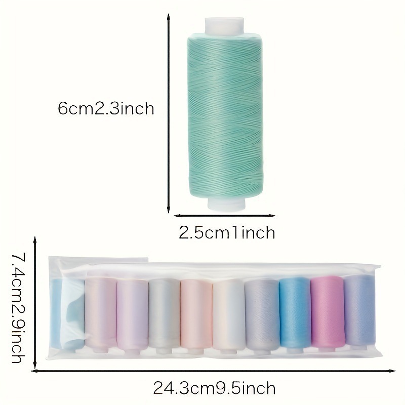 Hilo de coser hecho a mano de 10 colores, línea de cinta fija en caja, bolsa de plástico, juego de hilo de coser de color fijo de 400 yardas