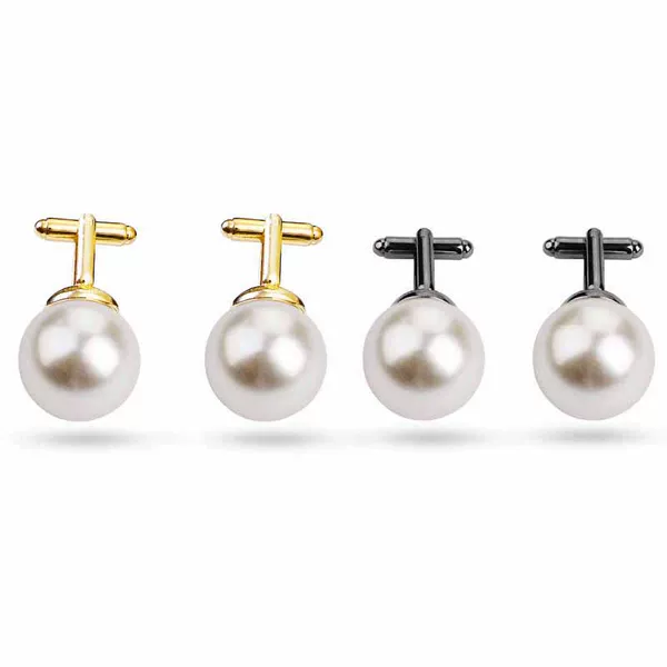 European and American hot selling accessories men's and women's pearl cufflinks cufflinks business French shirt shirt cufflinks in stock