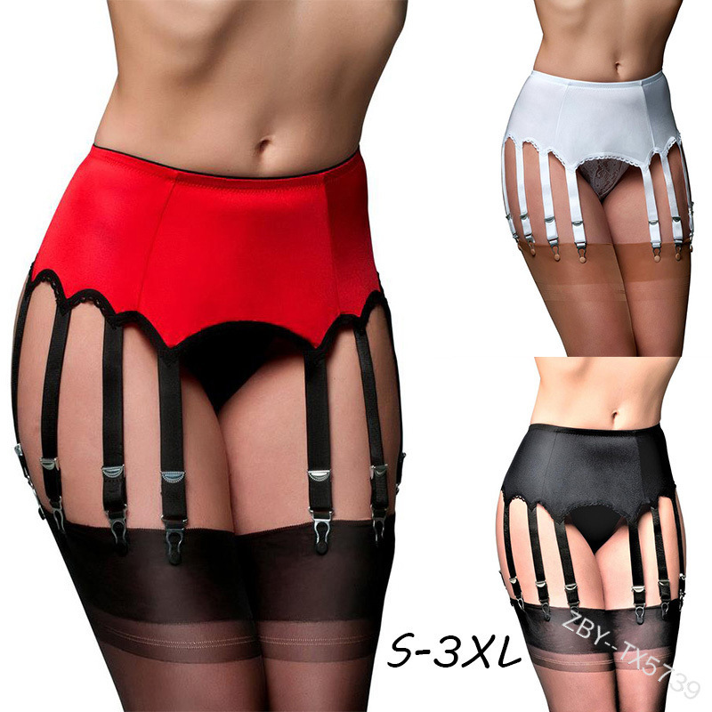 Factory wholesale sexy underwear women's sexy stockings garter belt one hollow perspective 10 claw Garter clip