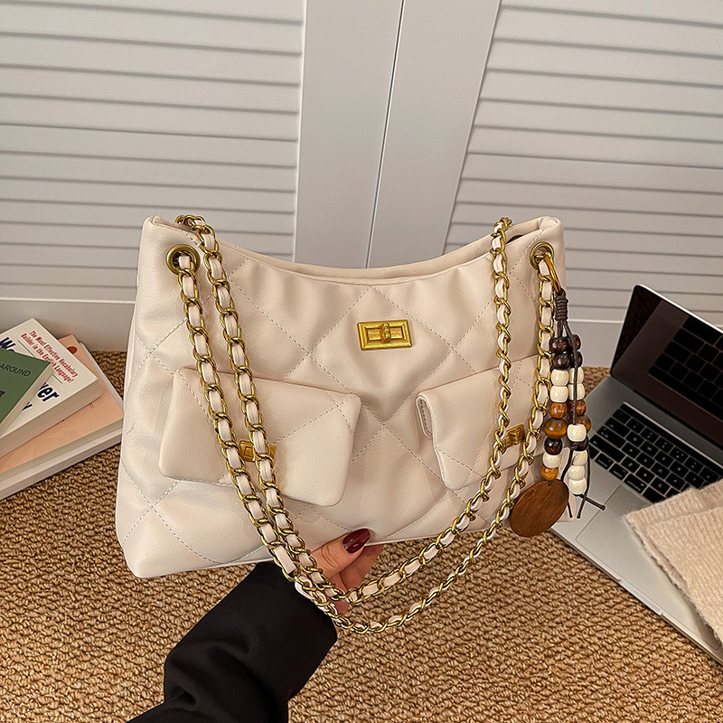 Vintage Chanel-stil Gesteppte Damen Schultertasche, Große Tasche_voghion.com