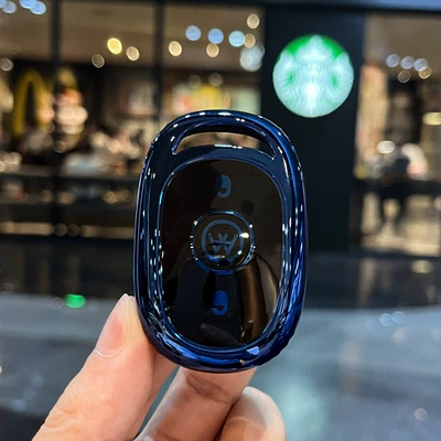 Car Remote Control Case Buckle: Car key bag - electric-car-d-sapphire-blue-single-shell