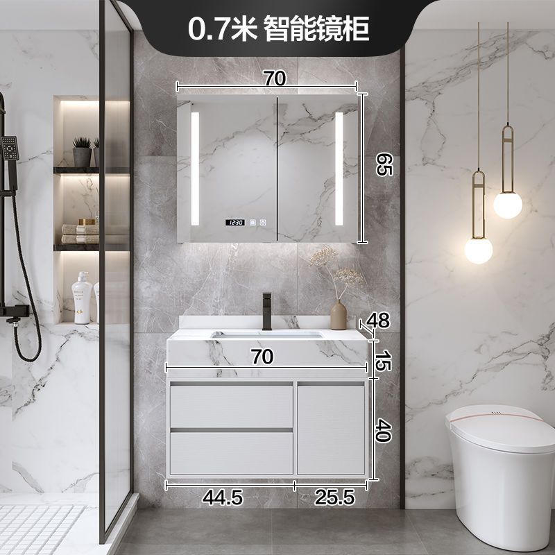 Espejo de almacenamiento inteligente cabinet-70CM Placa de roca lavabo de cerámica