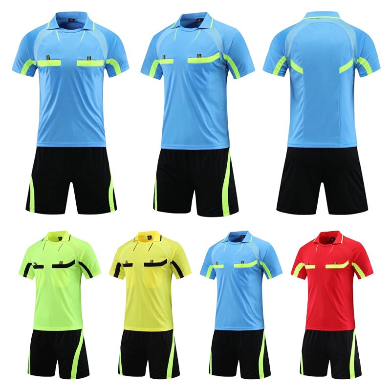 Football Referee Uniform Set, Adult Football Match Training Team Uniform, World Cup Short-Sleeved Shorts Referee Shirt with Printing