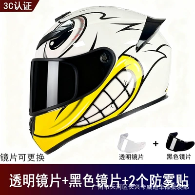 Motosiklet kaskı (dəbilqə) — Battery Vehicle Safety Helmet - angry-birds-send-black-lens-transparent-lens-anti-fog-sticker-2-s