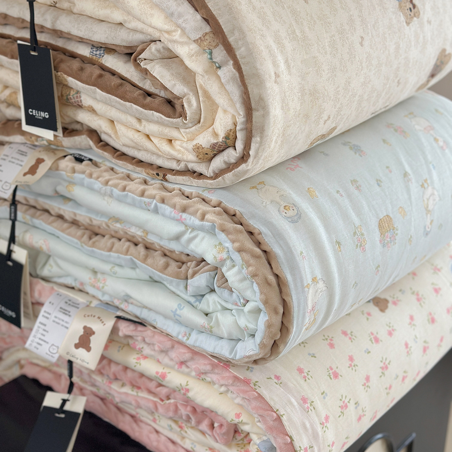 韩国全棉豆豆被子可机洗小碎花纯棉春秋被加厚保暖冬被暖气房被子