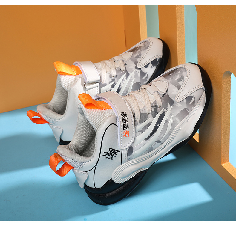 Primavera Y Otoño, Nuevos Zapatos Deportivos De Cuero Para Niños, Zapatos Coloridos De Corte Medio Con Impresión En 3d display picture 3