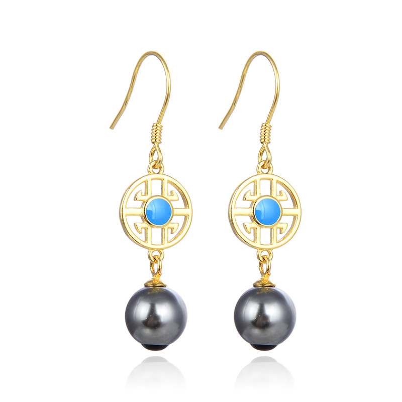 S925 pendientes de perlas de plata esterlina temperamento elegante geometría delicada ligera lujosa sensación de alta calidad pendientes de explosión para mujeres