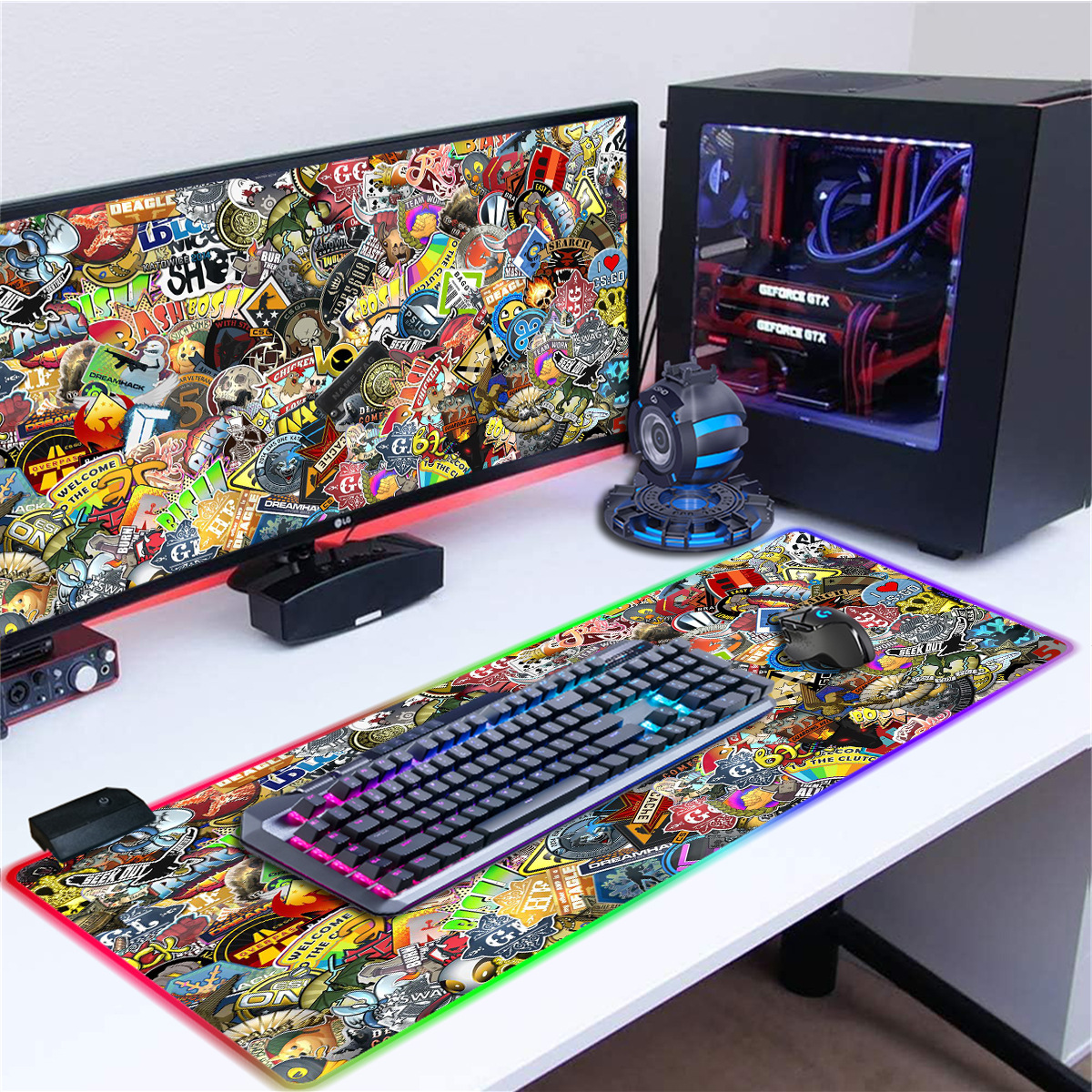 Neon lightweight big mouse, gaming game mat, table mat