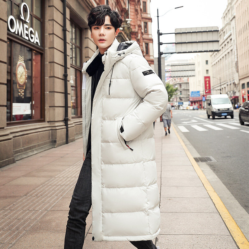 Plus tamaño abajo chaqueta media-longitud 2023 nuevos hombres y mujeres de invierno engrosada pato blanco abajo con capucha abrigo suelto ropa de moda