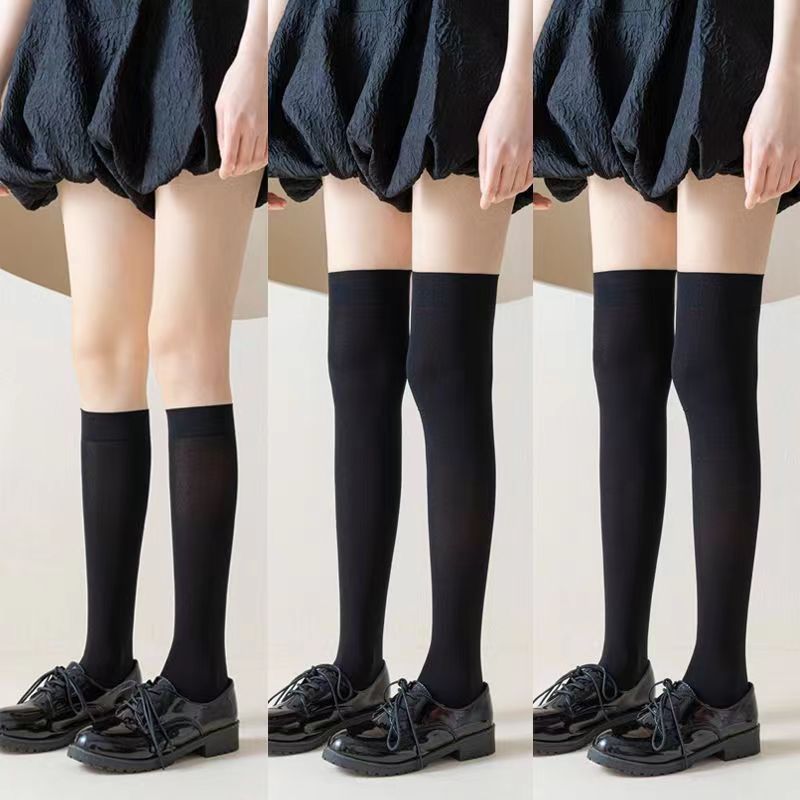 Tres pares envío gratis calcetines de pantorrilla de verano fino negro JK medias de presión flaco sobre la rodilla Calcetines de media pantorrilla