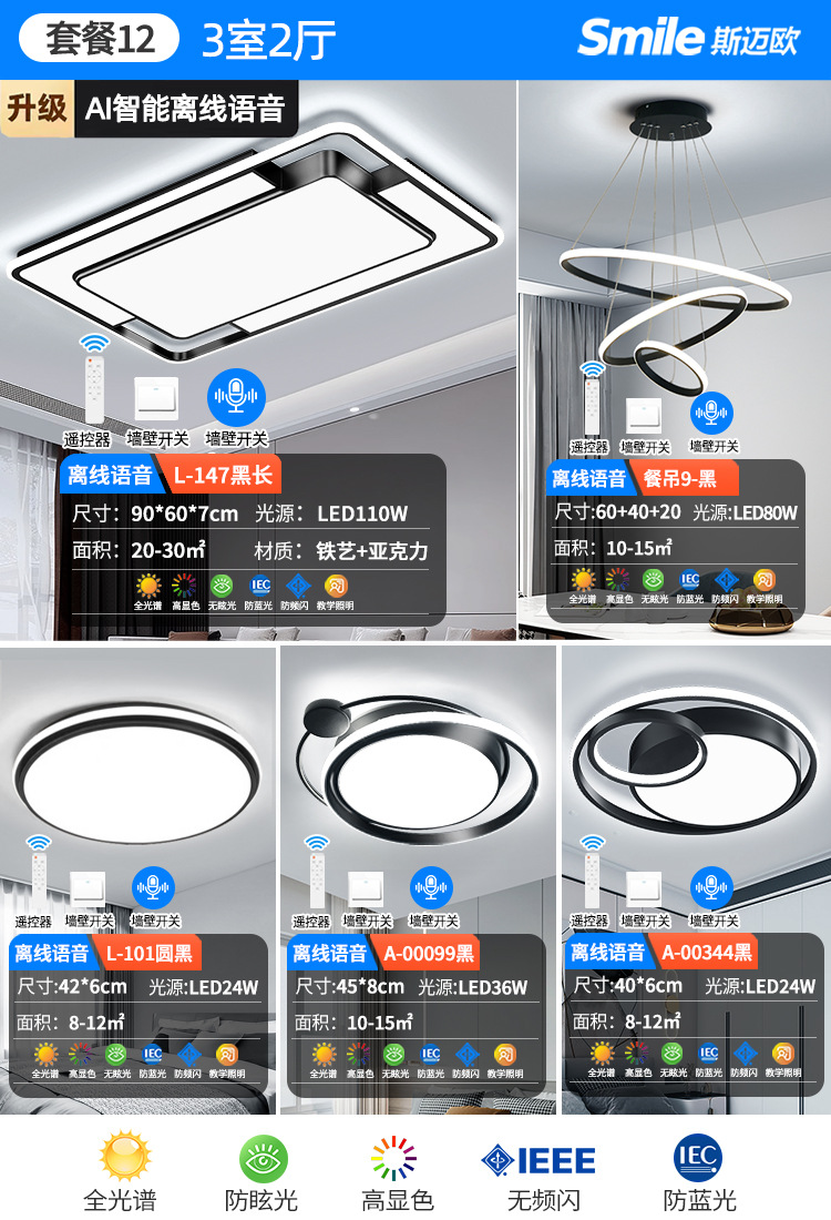 패키지 12 대형 침실 3개와 거실 2개(지능형 음성 제어)