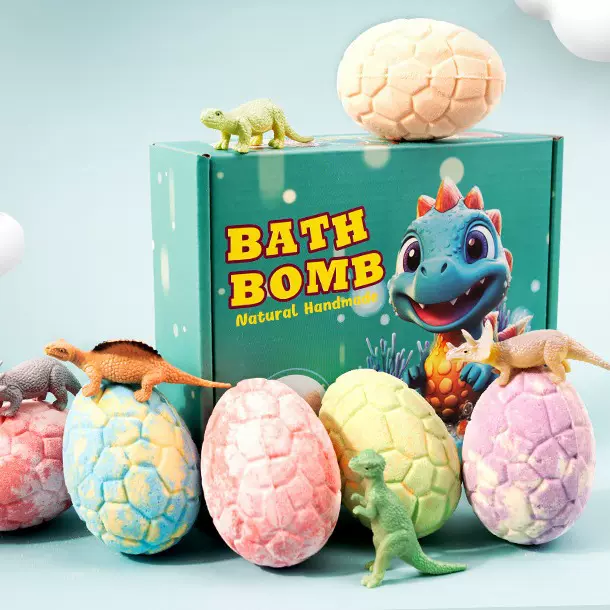 儿童泡澡球内藏恐龙模型蛋浴盐球bathbomb浴盐恐龙蛋浴盐球
