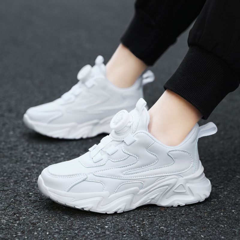 Zapatillas de deporte para niños transfronterizas de cuero para niños talla 26-40 zapatos de campus Los zapatos blancos muestran los zapatos para niños netos de las niñas