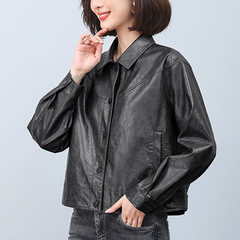 美拉德皮衣外套女2025春秋新款女港式复古机车棕色美式皮夹克短款