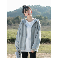 秋冬の新型韓国版ベルベットの厚いコートの女性の潮ins洋気のゆるいジッパーのカーディガンと帽子のガーディアン
