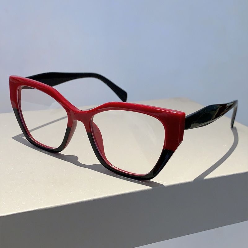 Retro color contrastante marco de gafas de gato gafas de luz plana personalidad de tendencia anti-luz azul gafas de presbyopia de alta definición gafas de presbyopia ultra ligera
