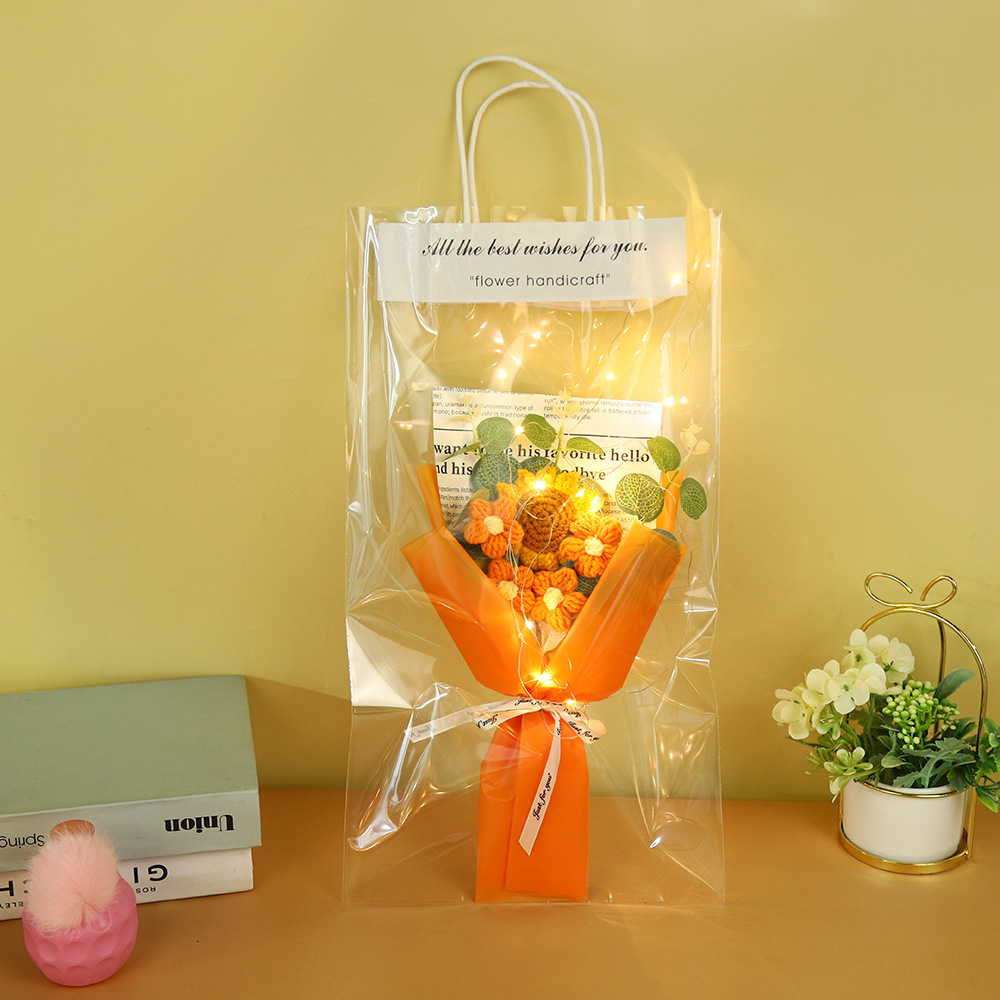 520 regalos del día de San Valentín comercio exterior al por mayor productos terminados girasol imitación de lana de punto ramo de flores rosas tejidas a mano