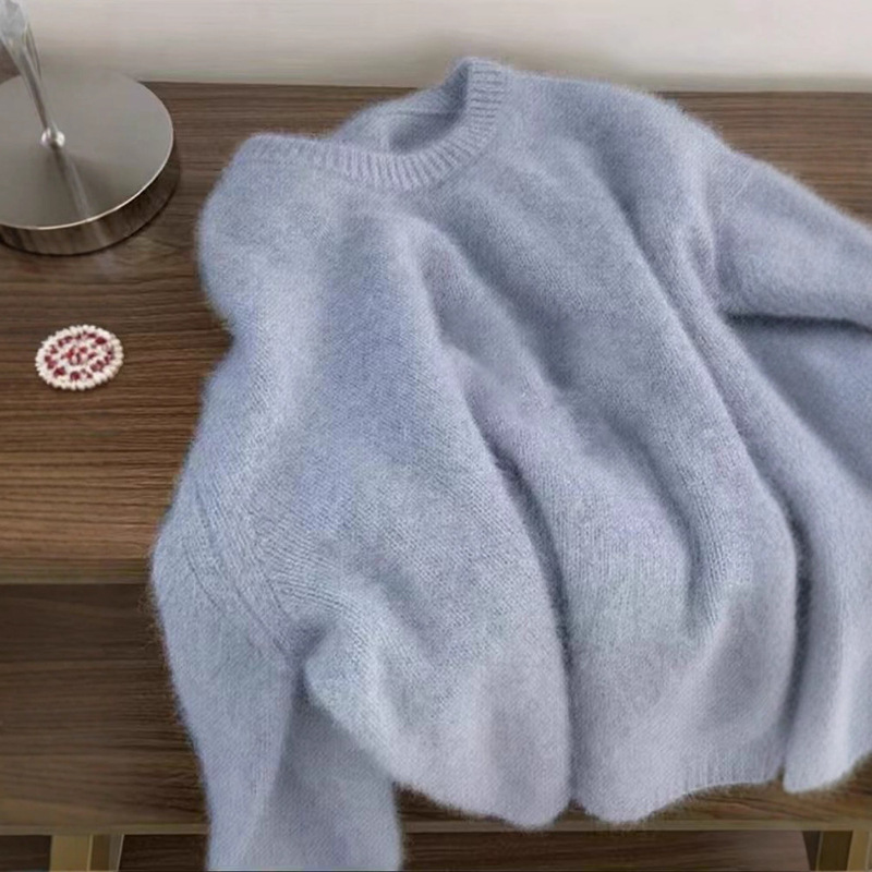 Highly Recommended! Stunningly Beautiful ~ Soft and Fluffy Raccoon Velvet Knitwear for Women in Autumn and Winter, Lazy Style, Fufu Knitted Knitwear Cotton