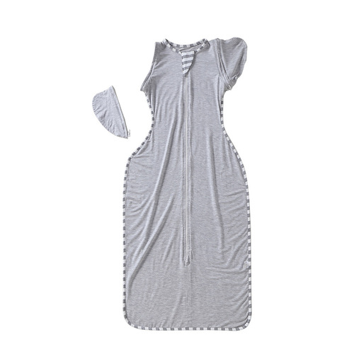 Newborn baby surrender type anti-jump sleeping bag, thin baby bamboo fiber artifact swaddle, universal in spring, autumn and summer