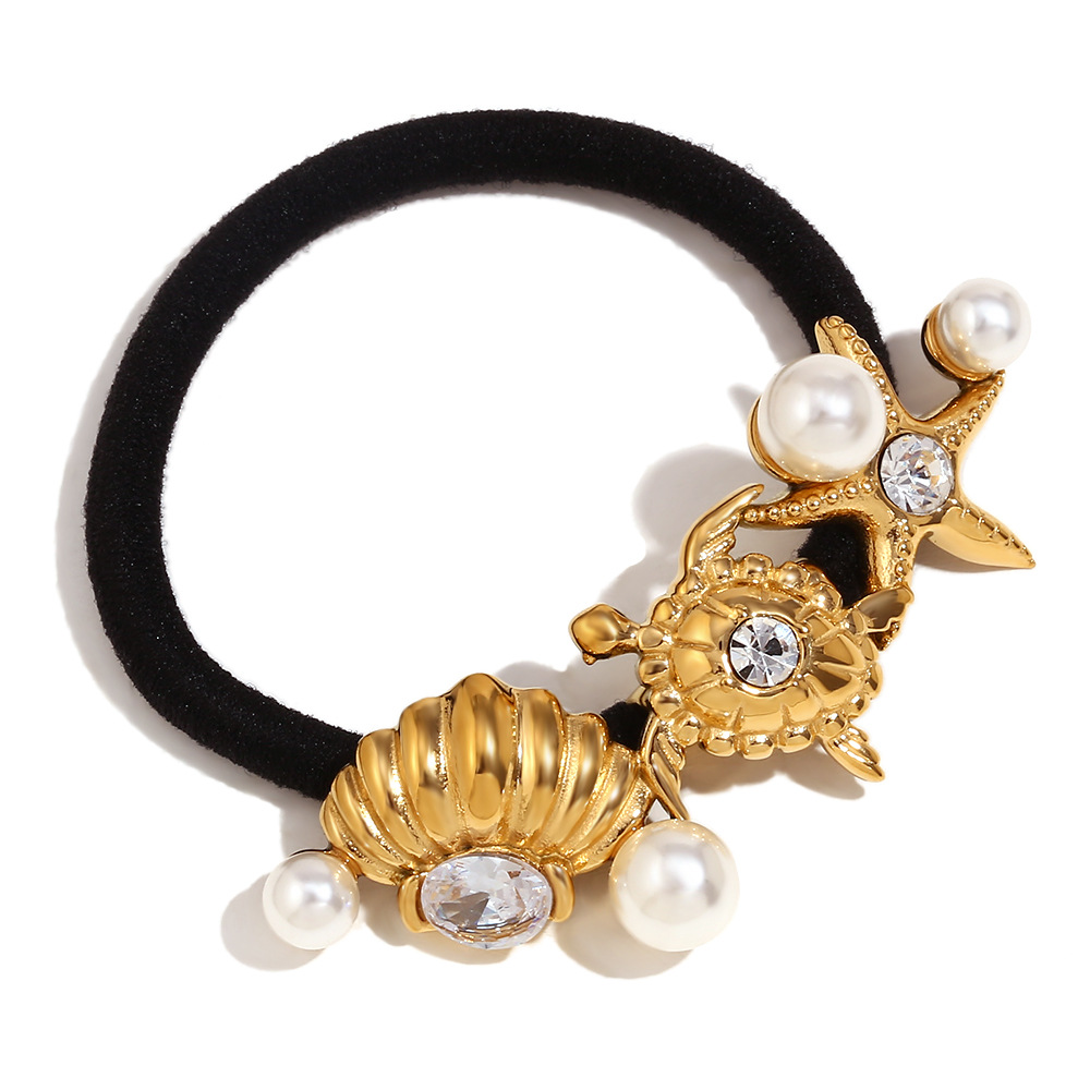 Corda per capelli di animali marini placcata in oro, corda per capelli unisex, design di nicchia esplosivo, coordinata con tutti gli accessori, in acciaio inossidabile_voghion.com