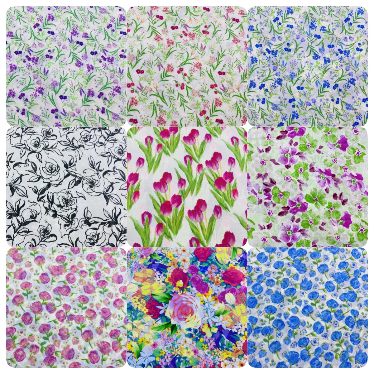 数码直喷百合玫瑰印花布 全棉60支府绸印花 童装女装服装面料