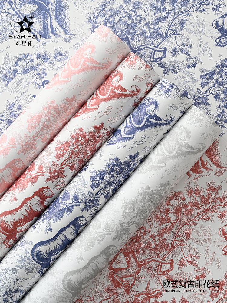 Lluvia de meteoros retro europeo flor de embalaje de papel ramo flor de embalaje impermeable estilo de papel de arte material floral