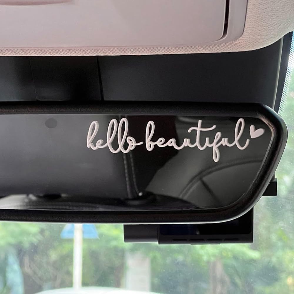 Hot Selling Hello Beautiful Car Mirror Sticker, Rear View Mirror Female Decal_voghion.com