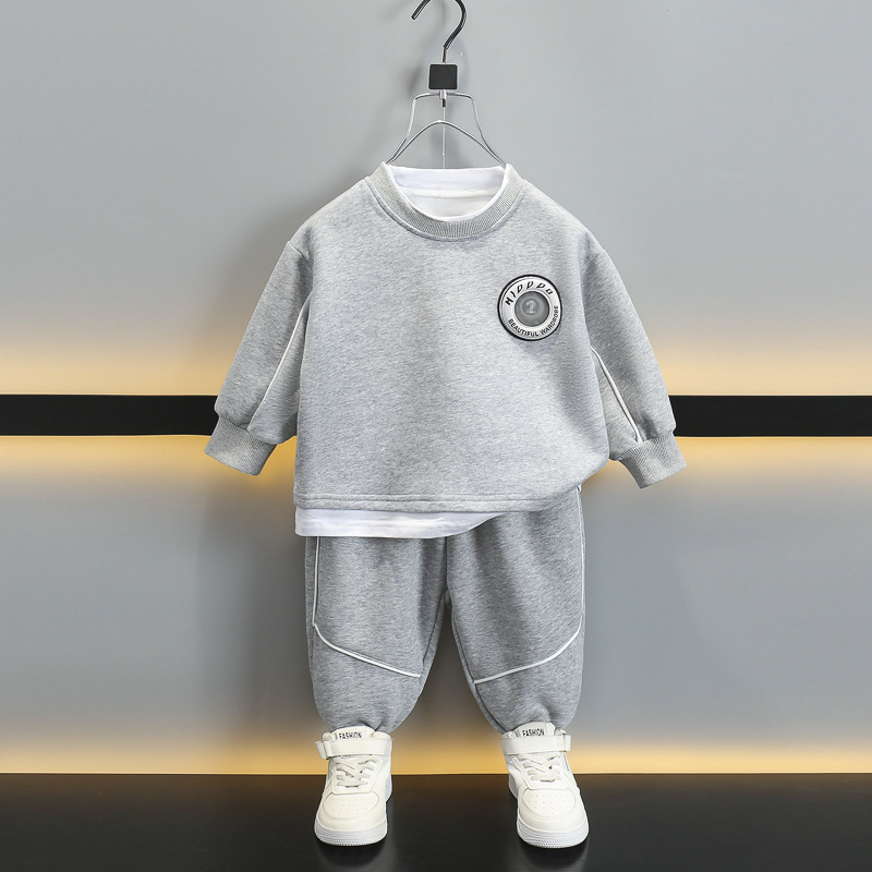 5844 traje de suéter para niños modelos de primavera y otoño 2025 nuevo estilo ropa casual impresa de moda para niños traje de dos piezas para bebés