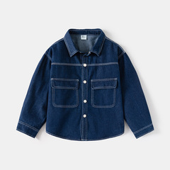 Boys' Workwear Denim Shirt Jacket 2024 Spring and Autumn New Style Cool and Trendy for Middle and Older Boys, Fashionable and Versatile