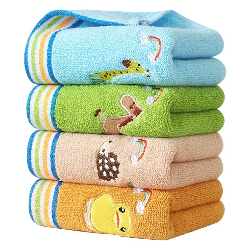 Детское полотенце из чистого хлопка, детское полотенце для лица, Милая Вышивка, мягкое впитывающее полотенце для мальчиков и девочек, детское полотенце