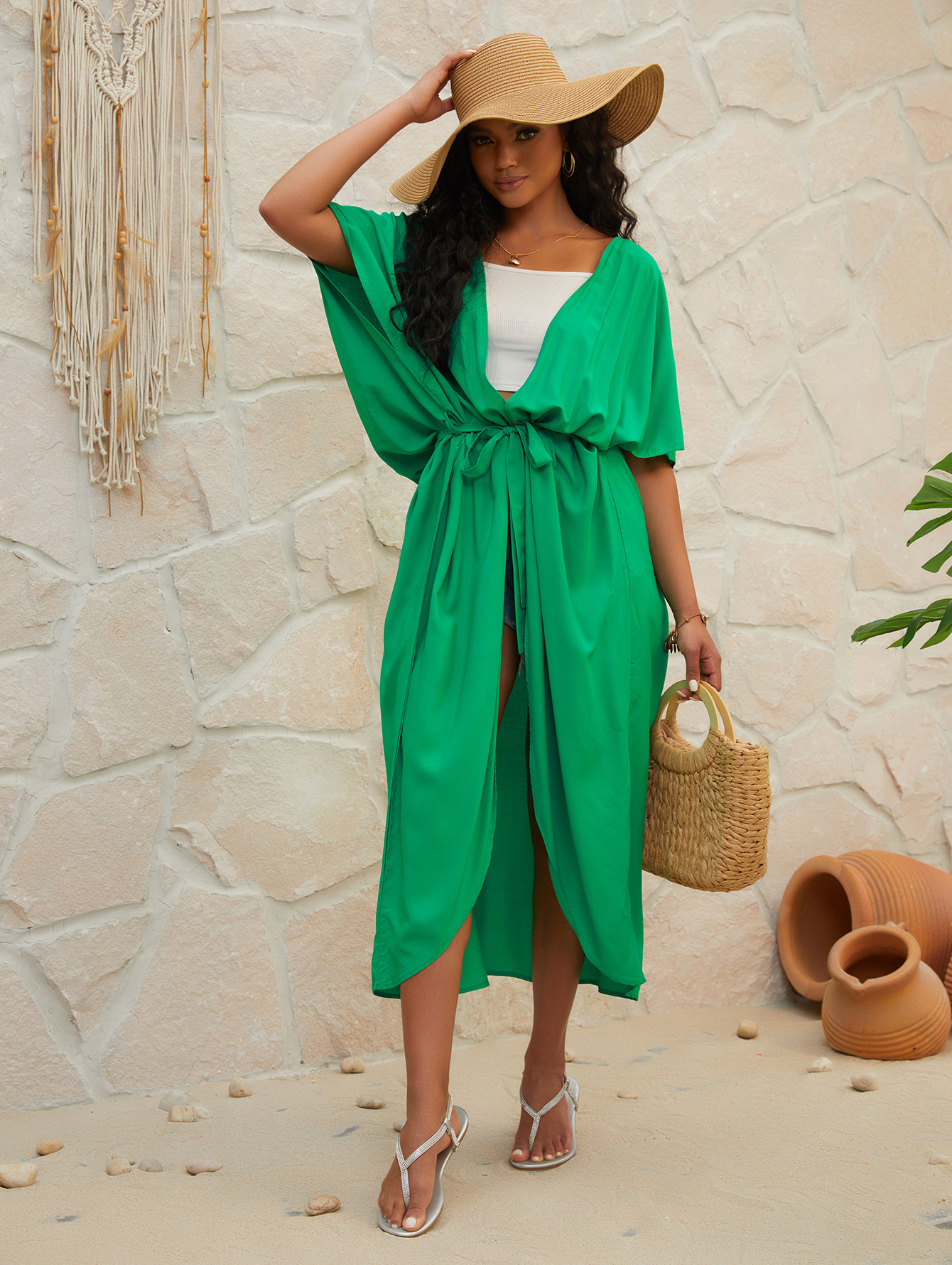 Blusa de playa de rayón europea y americana transfronteriza falda larga bohemia camisa de protección solar de vacaciones cárdigan chal de playa MB249