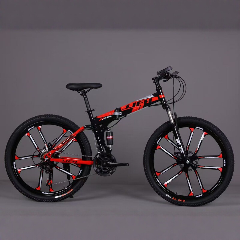 Land Rover Folding Mountain Bike for Men and Women, Shock-Absorbing Disc Brake, Variable Speed Adult Bicycle, Student Mountain Bike, Off-Road Road