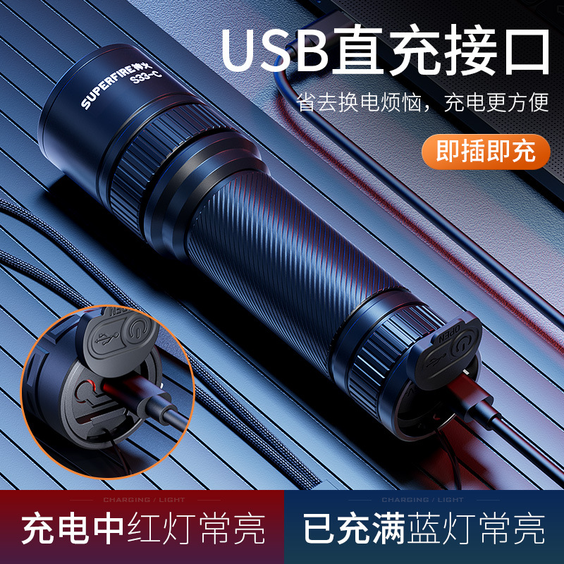 Linterna de fuego personalizada portátil USB portátil de carga linterna de luz ABS linterna al por mayor image 4