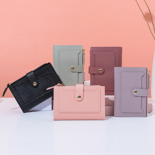 New Women's Wallet Short Wallet Women's Summer Thin Cute Simple Solid Color Student Coin Purse Women's Niche Design