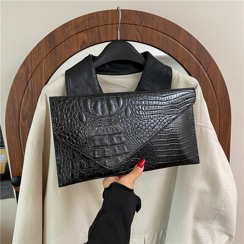 Moda de color sólido alta textura bolsa de cena de mujer nuevo otoño cocodrilo temperamento casual bolsa de mano versátil