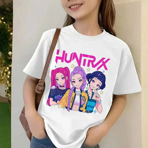 T-shirt for Kids: Summer Short Sleeve T-shirt for Girls and Boys, Relaxed Fit, Graphic Print, Movie KPop Demon Hunter