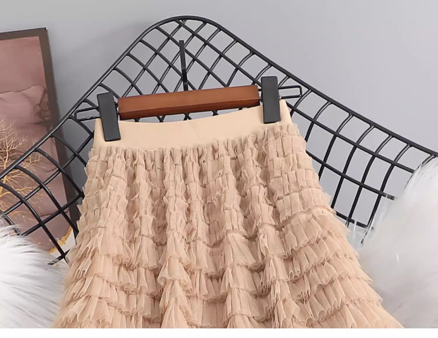 Chân váy lưới xếp tầng cạp cao dáng dài tiên nữ — Màu tím nho (tham khảo trọng lượng 80-140) chi tiết 1