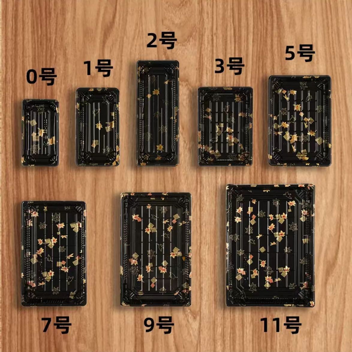 Caja de sushi rectangular desechable de oro hoja de arce comercial puerra arroz envuelto anti-neblame cubierta alta venta directa