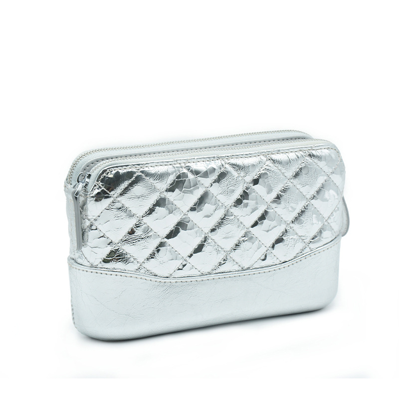 Cross-Border French Niche Quilted Chain Bag For Women New Silver Fashion Handbag Commuter Shoulder Crossbody Bag - Thumbnail 2