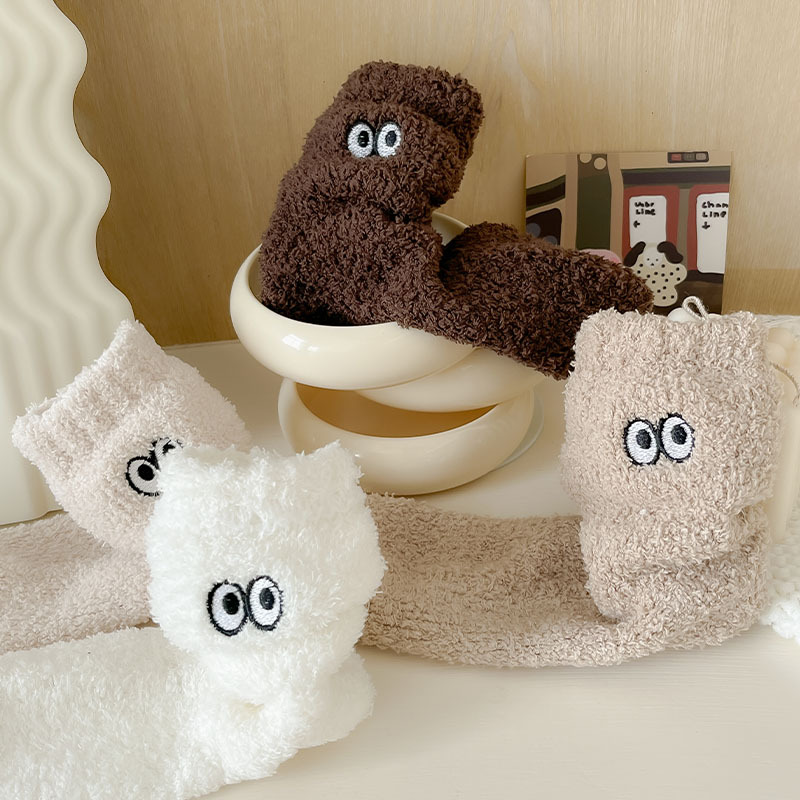 100g Weight Socks Classification Socks Lingerie Type coral fleece Fabric Type A Pair Quantity Home, Sleeping Occasion Eye, Solid Color Pattern Winter Season Women's Gender Cute Style Women's Cute Eye Solid Color Coral Fleece Crew Socks A Pair 8