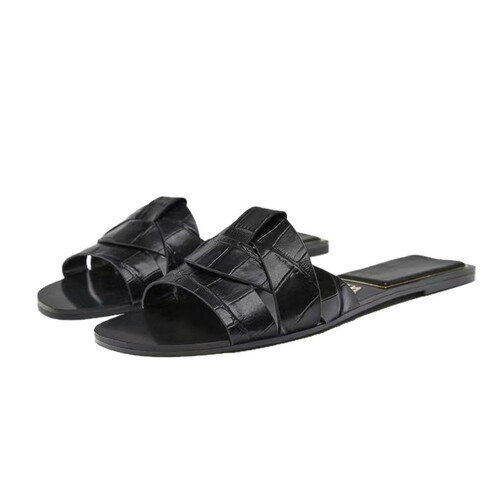 Export Trade 2025 New Summer Fashion Square Head Cross Flat Bottom Simple Women's Slippers Outdoor Wear Slippers Women's Slipper 